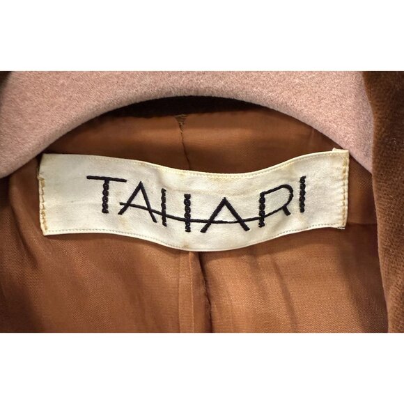 Tahari Womens Wool Houndstooth Blazer Velvet Collar Size 6 Brown Cream Vintage - Picture 5 of 10